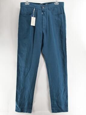 NWT Alex Crane Men's 30x30 Teal 100% Linen Casual Pants Summer Beach Lightweight